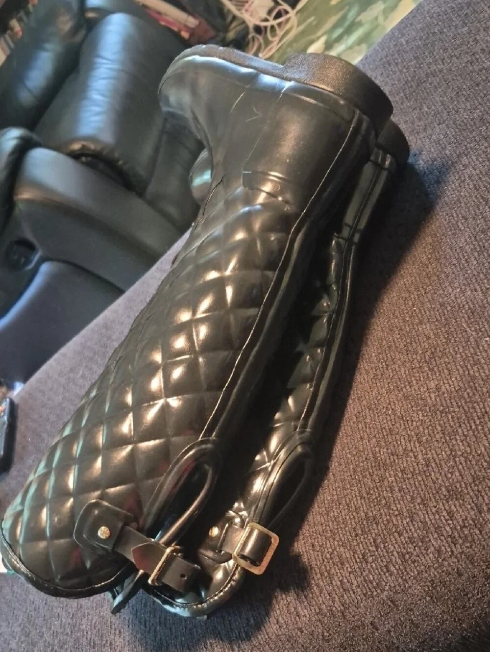Hunter Black Quilted Tall Women's Rain Boots